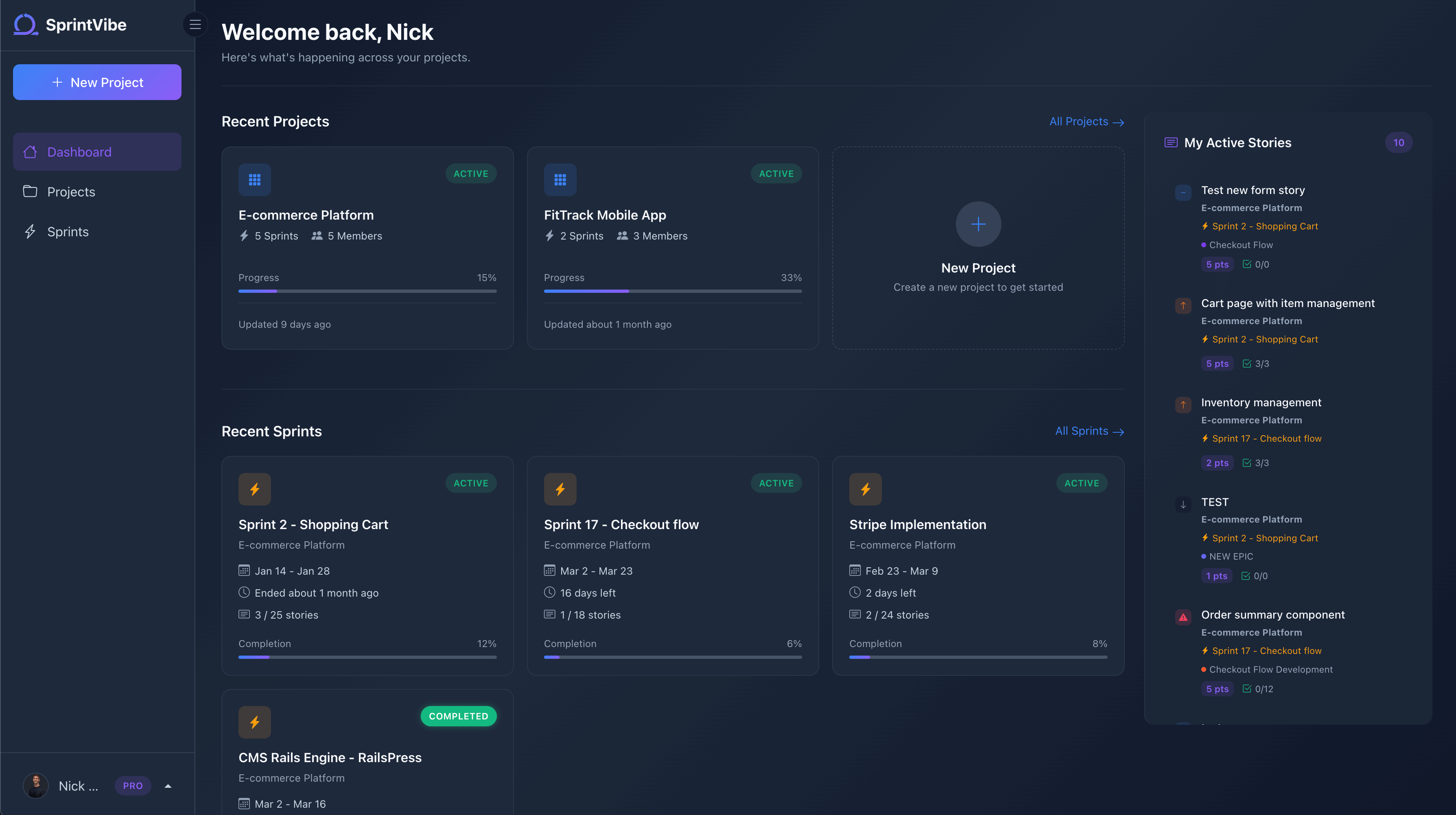 SprintVibe Dashboard