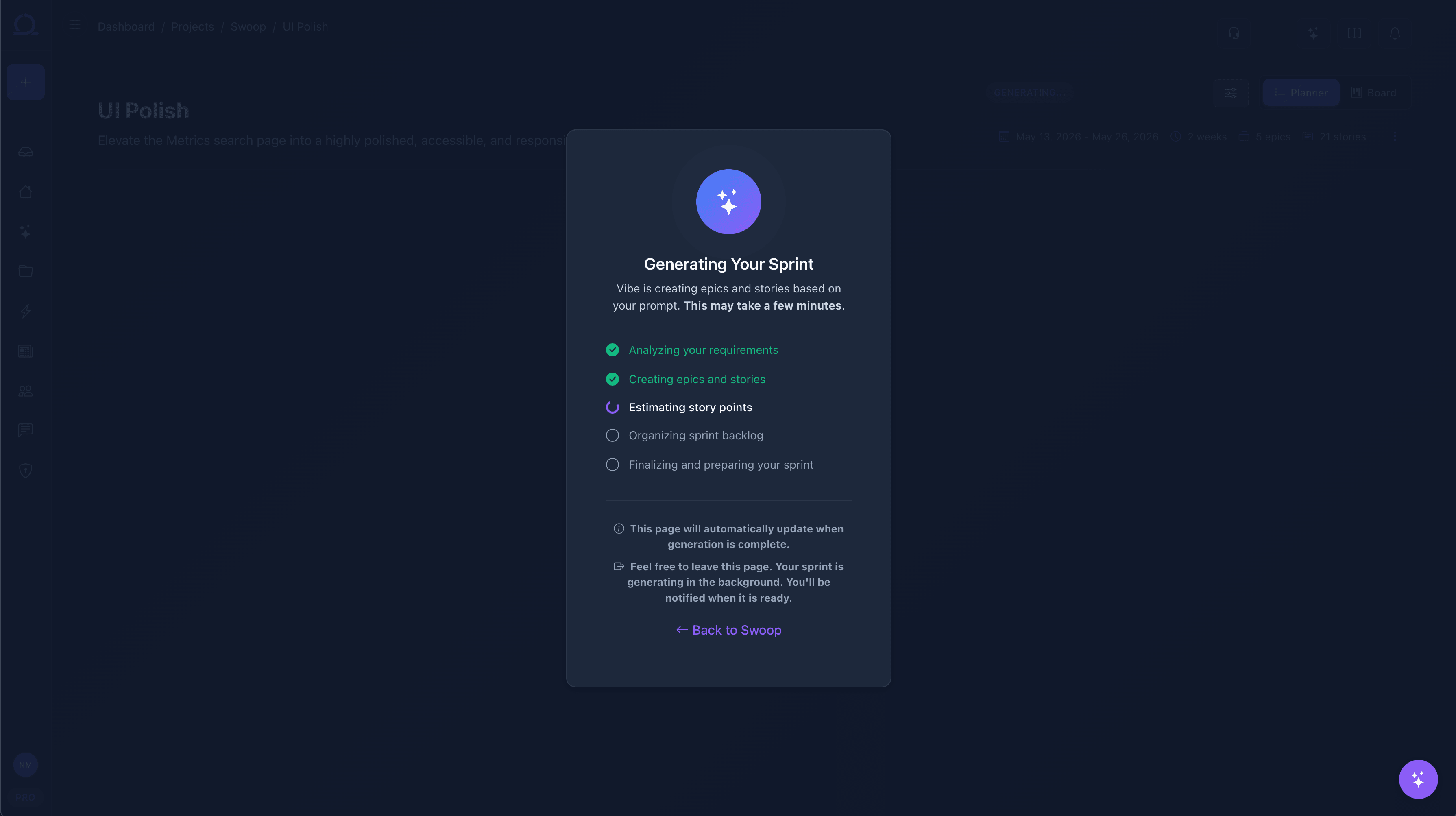Generated sprint planning view