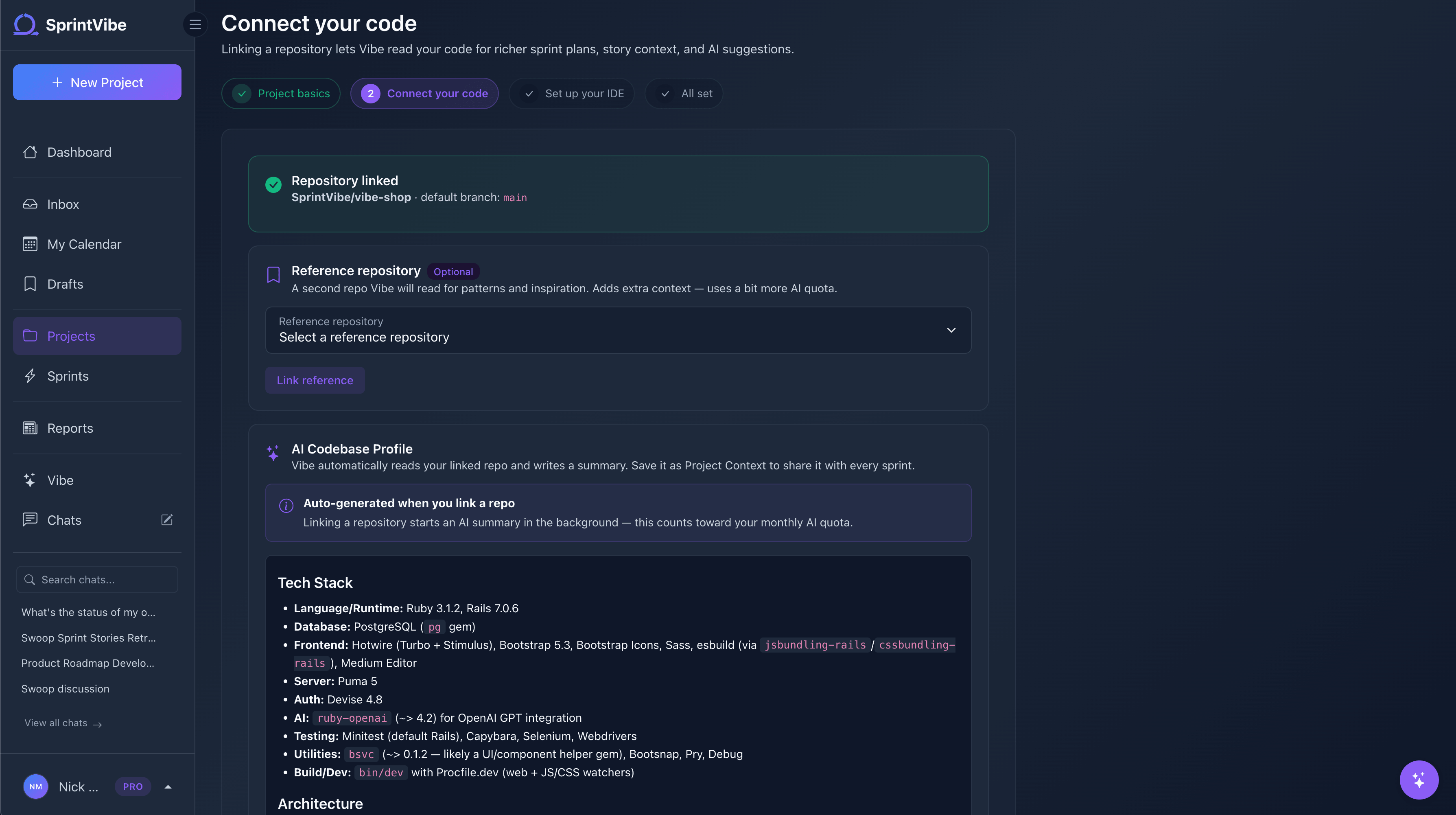 Project setup wizard