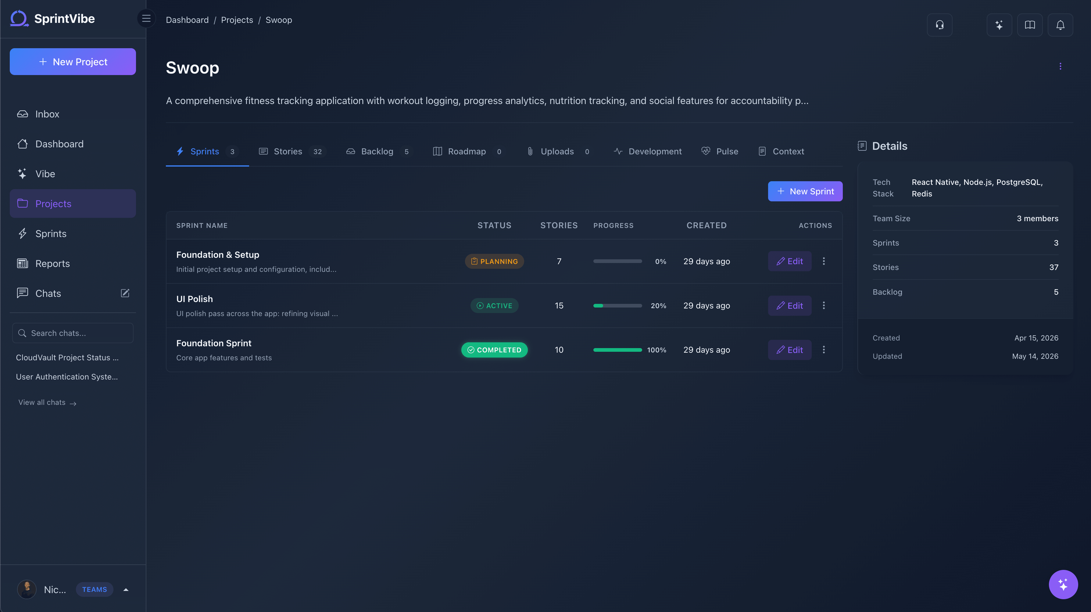 Create a project on the dashboard
