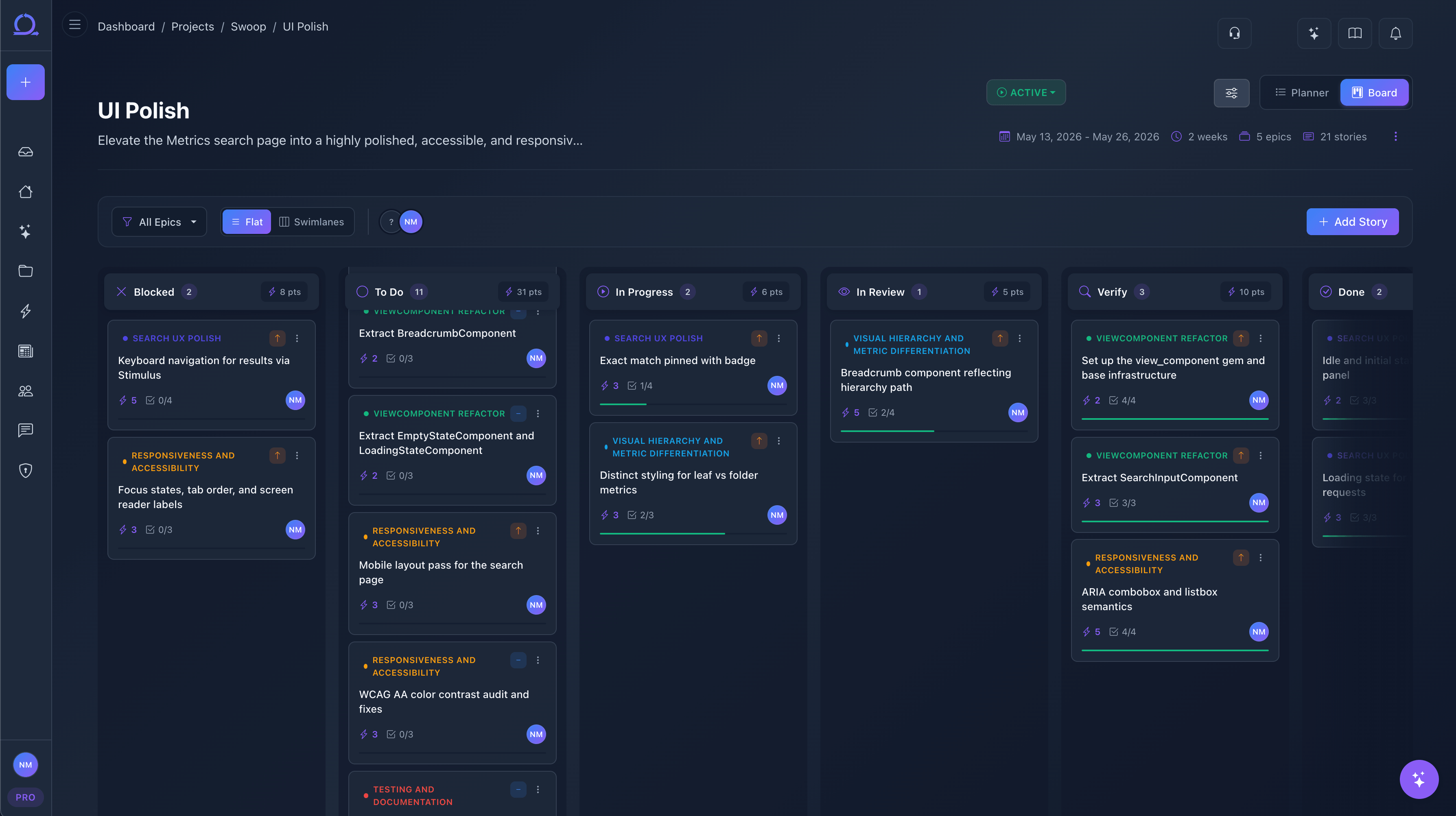 SprintVibe Dashboard